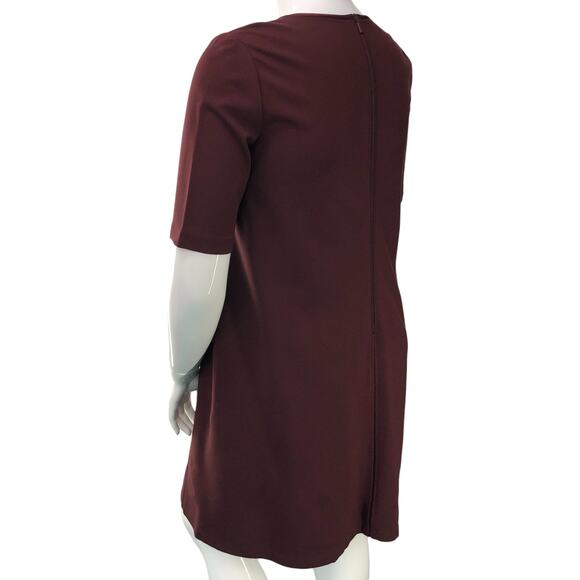 Lafayette 148 New York Size M Dress Shift Burgundy Back Zip Ponte Stretch Knit - Picture 7 of 16